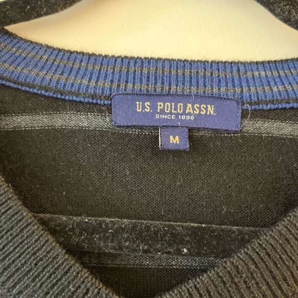 U.S Polo Assn Merino Wool-Blend Striped V-neck Sweater - Picture 4 of 7